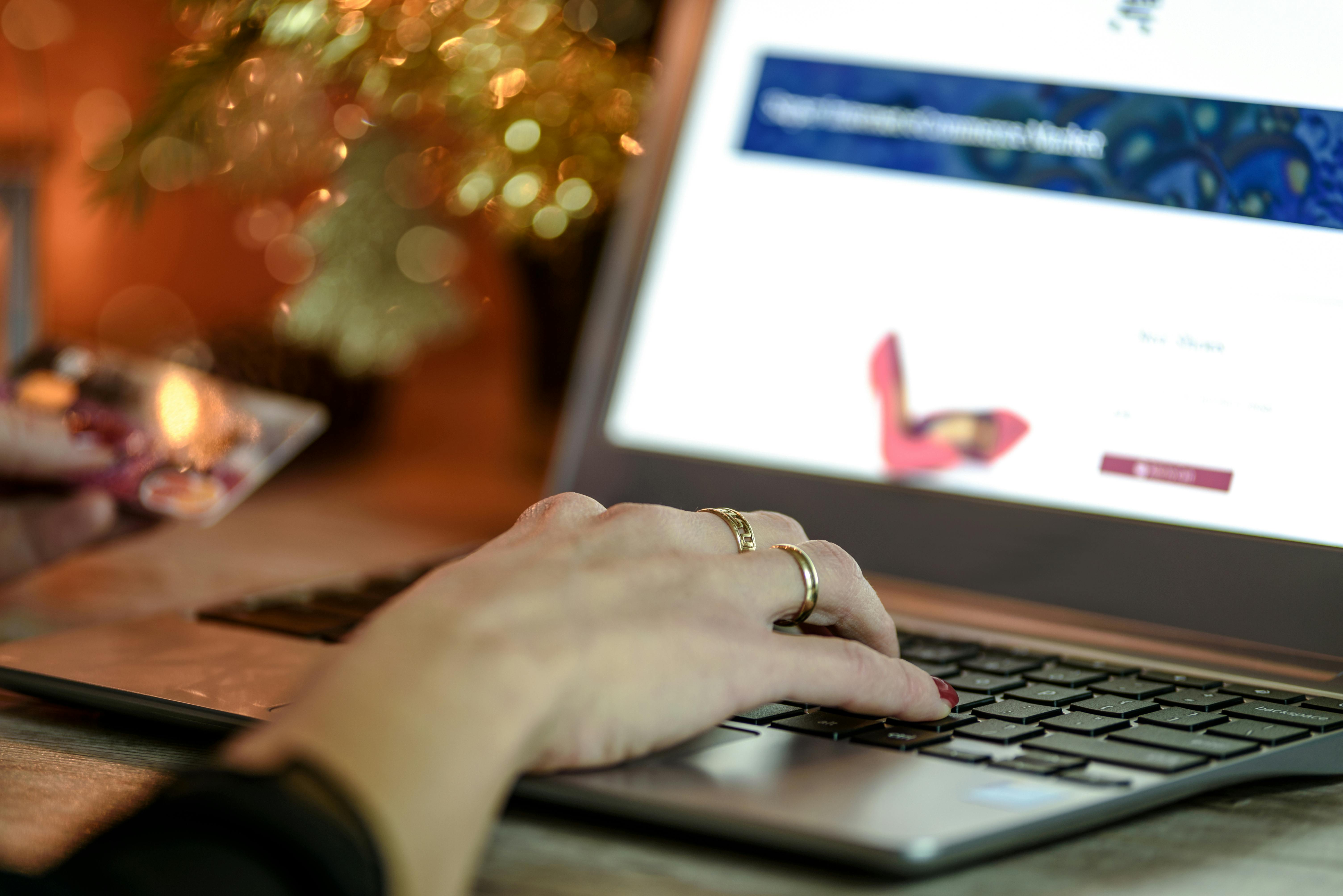 Woman online holiday shopping