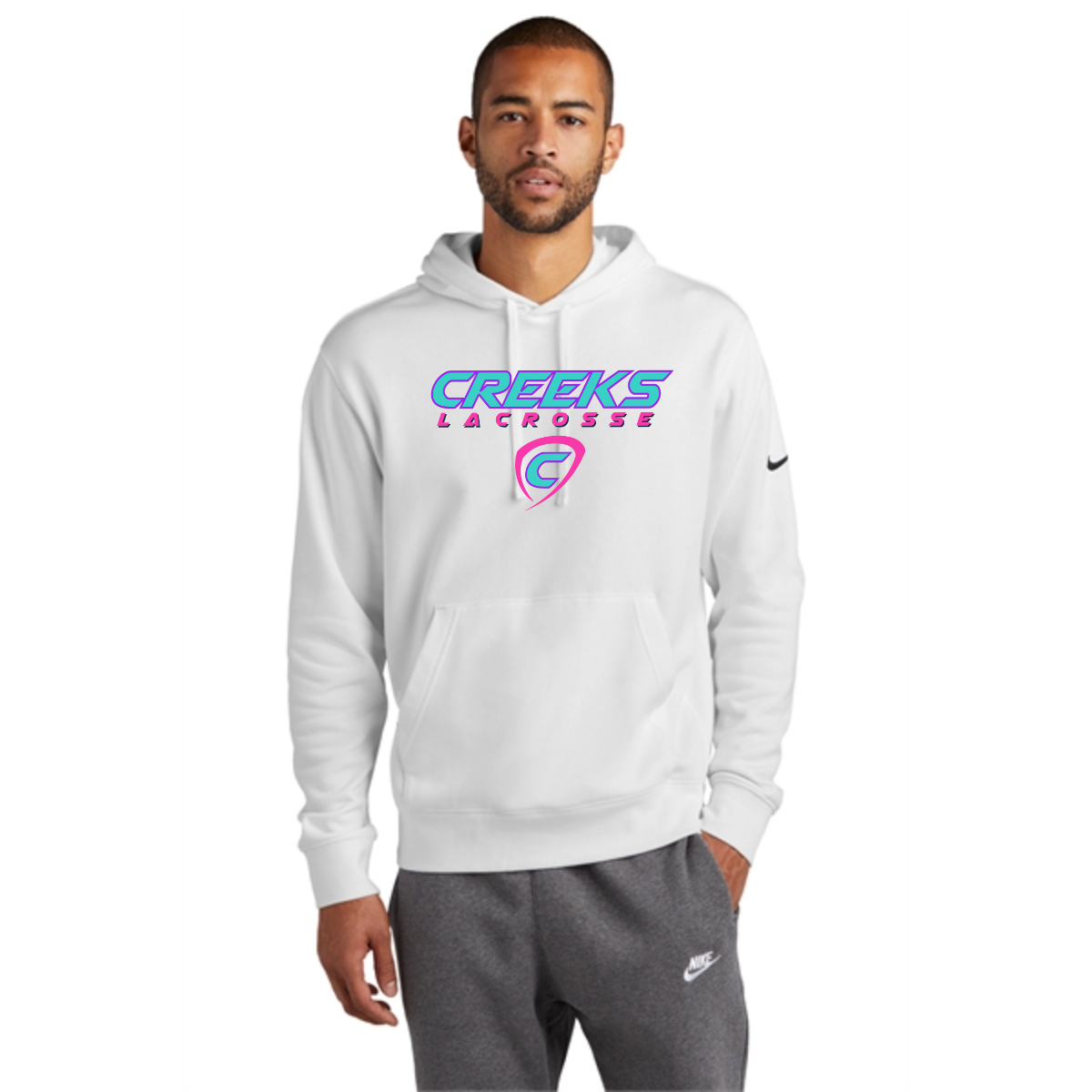 Creeks Nike Club Fleece Sleeve Swoosh Pullover Hoodie - Creeks Nike Club Fleece Sleeve Swoosh Pullover Hoodie - Image 0 of 3