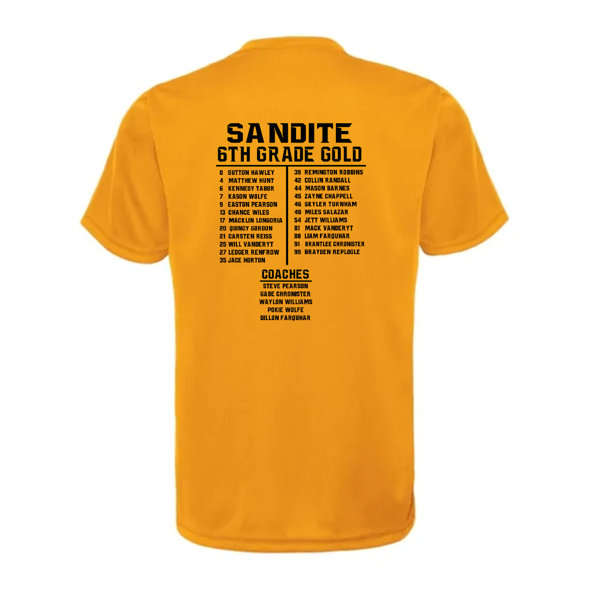 SSFB 6th Gold Youth Roster Shirt - SSFB 6th Gold Youth Roster Shirt - Image 3 of 3