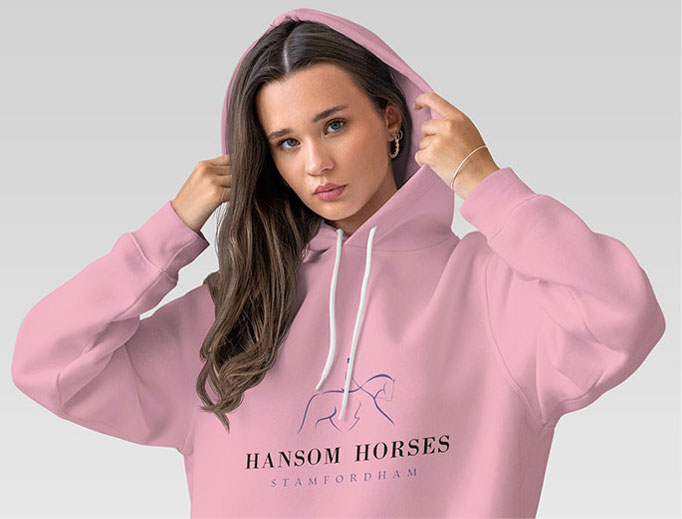 Woman in pink hoodie