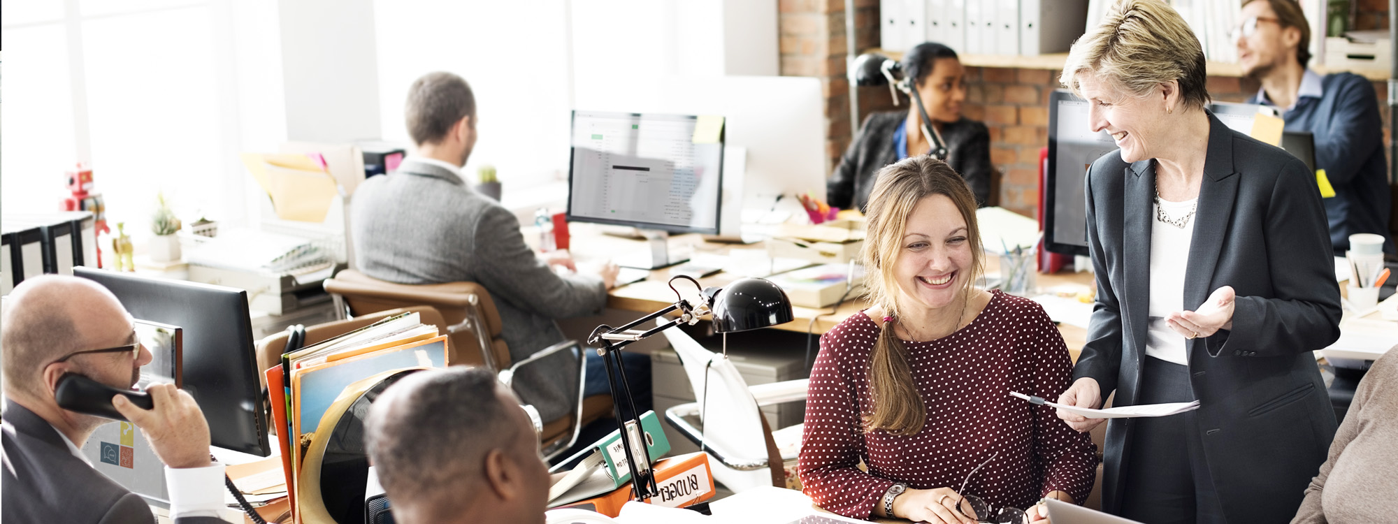 Colleagues completing their projects