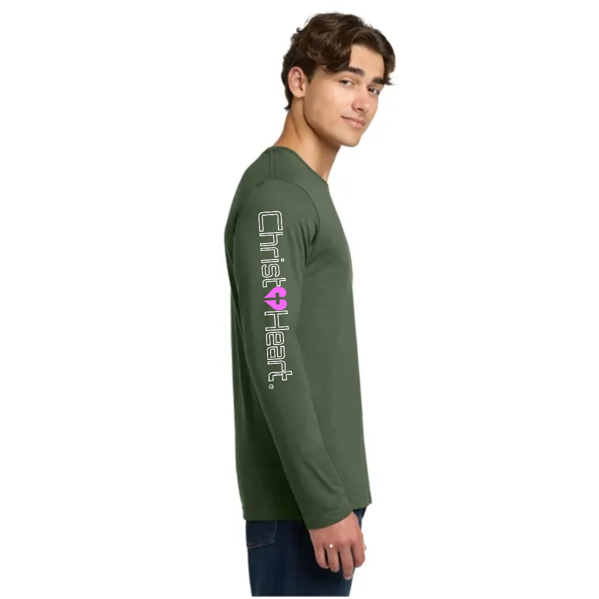 Christ+Heart Pink Long Sleeve T-Shirt. - Christ+Heart Pink Long Sleeve T-Shirt. - Image 2 of 5