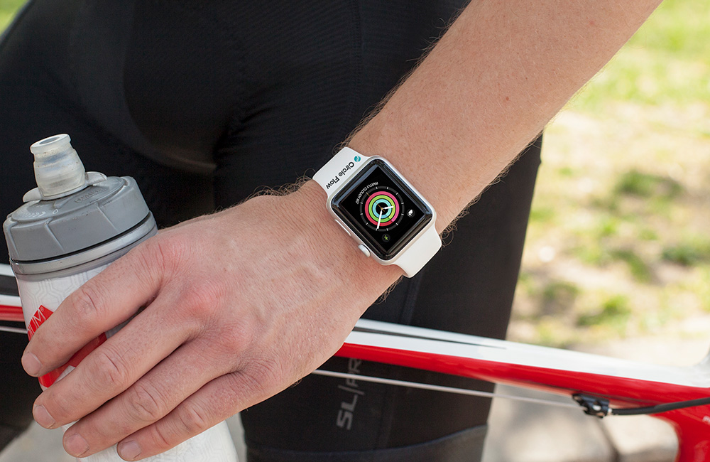 man wearing apple watch