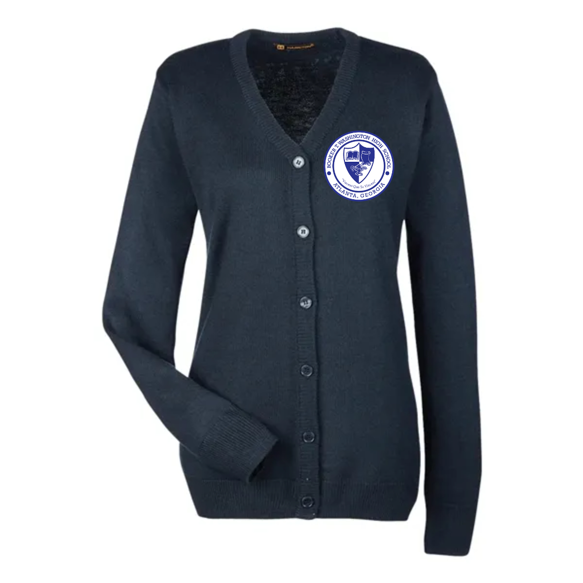 Harriton Women's Pilbloc V-Neck Button Cardigan Sweater - Harriton Women's Pilbloc V-Neck Button Cardigan Sweater - Image 1 of 2