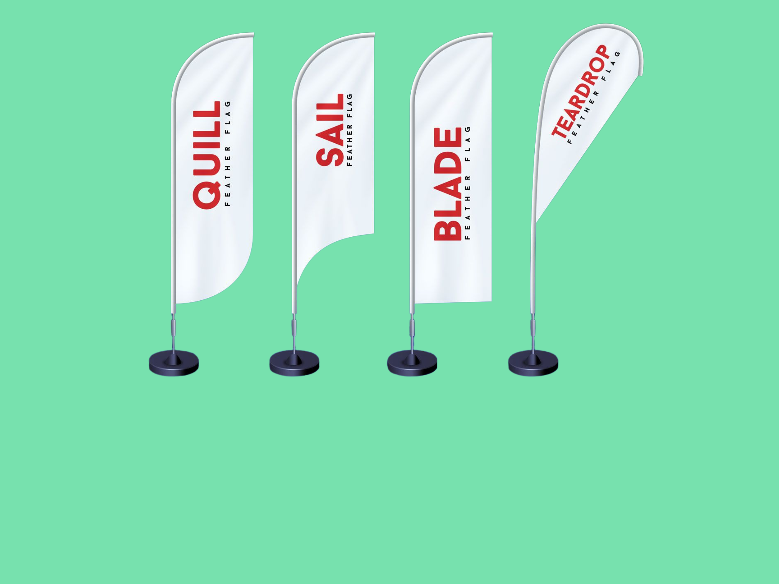 Different types of banner flags for advertising 