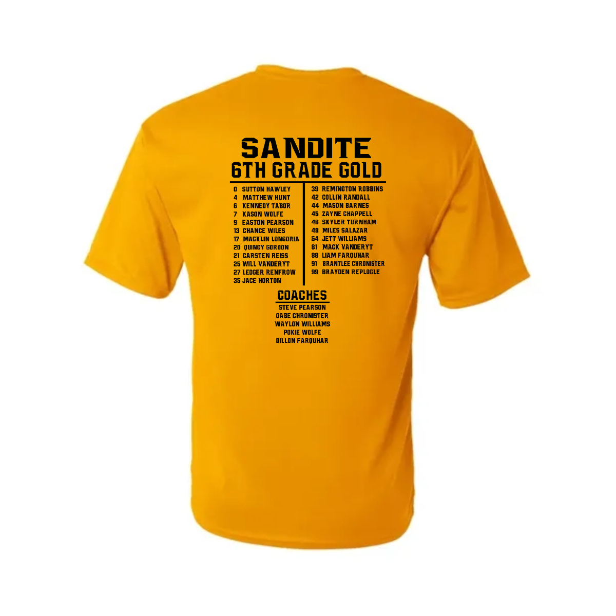 SSFB 6th Gold Adult Roster Shirt - SSFB 6th Gold Adult Roster Shirt - Image 3 of 3