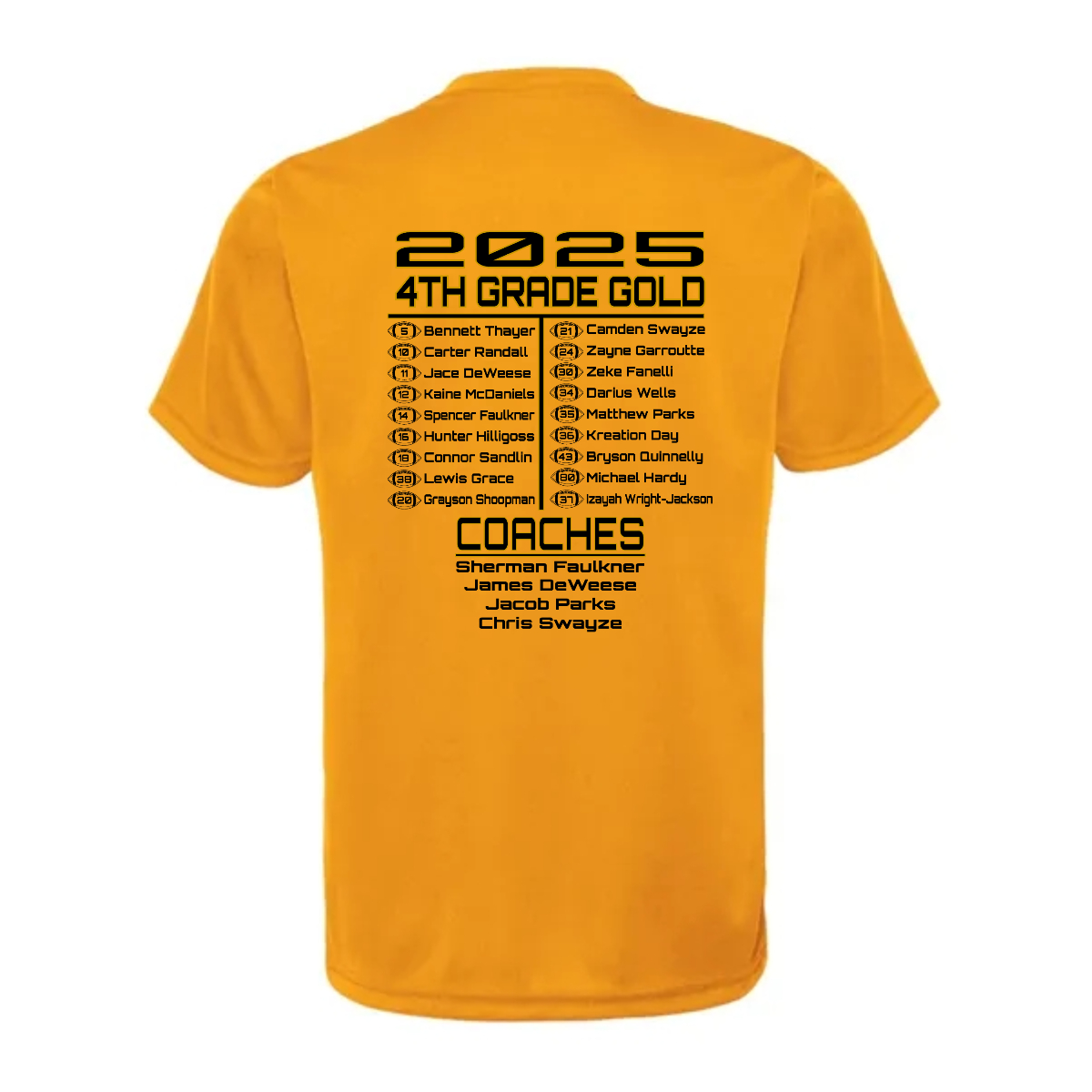 SSFB 4th Gold Youth Roster Shirt - SSFB 4th Gold Youth Roster Shirt - Image 3 of 3