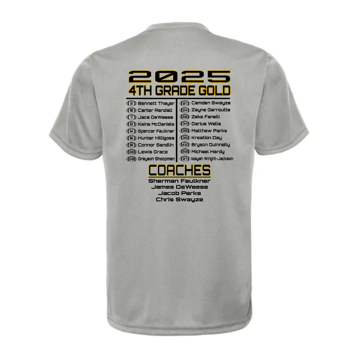 SSFB 4th Gold Youth Roster Shirt - SSFB 4th Gold Youth Roster Shirt - Image 1 of 3